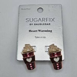 NEW SugarFix by BaubleBar Heart Warming Hot Chocolate Enamel Statement Earrings
